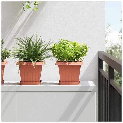 Vaso quadrato per fiori 6 pcs Rosso Mattone 20 x 20 x 16 cm - Foto 2