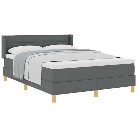 Letto a molle con testiera Grigio scuro 200 x 140 cm Poliestere - Foto 1