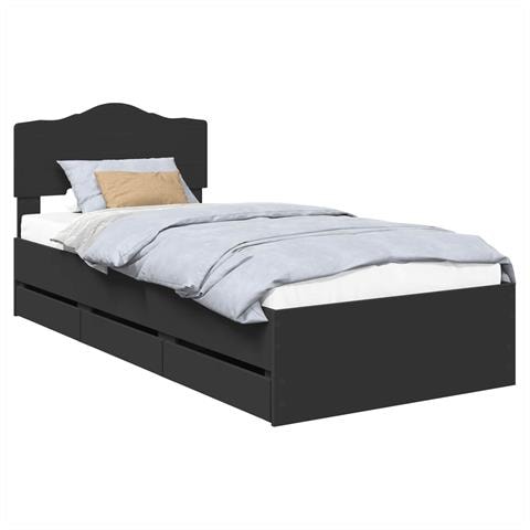 Struttura del letto Nero 75 x 190 cm Legno Ingegnerizzato - Foto 1