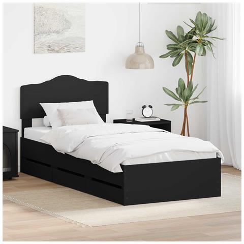 Struttura del letto Nero 75 x 190 cm Legno Ingegnerizzato - Foto 2