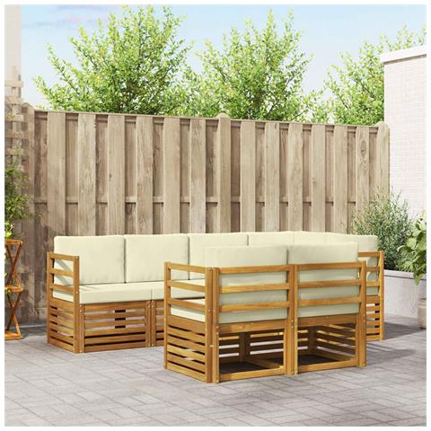 Set divani 7 pcs Naturale e Crema Legno di Acacia Massello - Foto 2