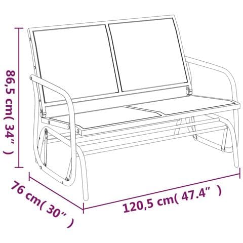 Set Mobili a Dondolo Giardino 3 pz Nero Textilene e Acciaio - Foto 9