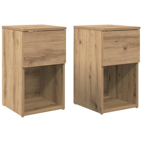 Armadietto per letto 2 pcs Rovere Artigianale 29 x 31,5 x 49 cm - Foto 1