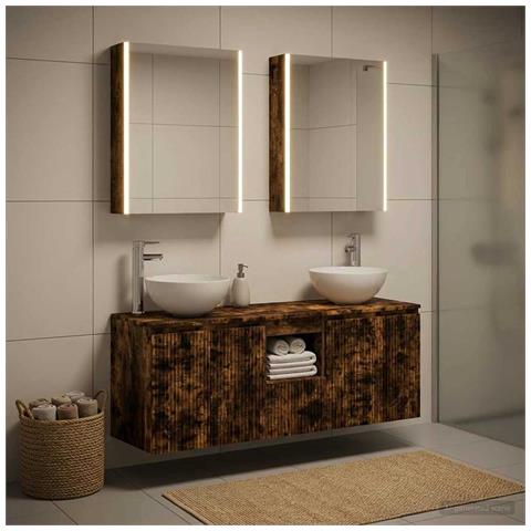 Set di Armadi da Bagno 5 pcs Rovere Fumo 53 x 15,5 x 70 cm - Foto 2