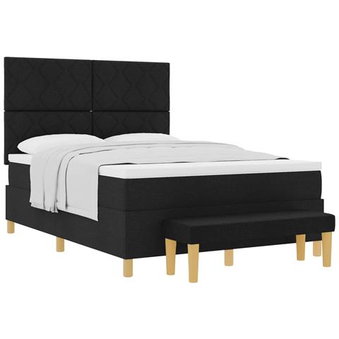 Letto a molle con cuscino Nero 190 x 140 cm Tessuto - Foto 1