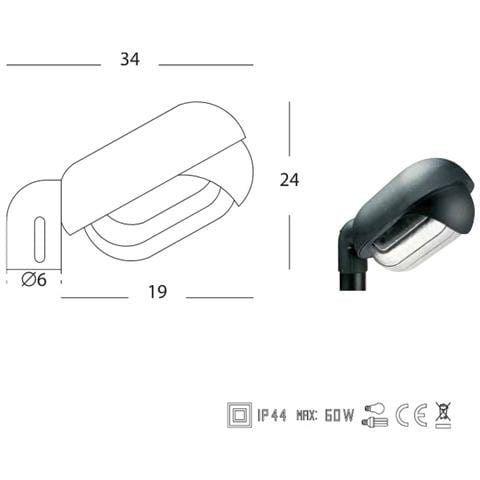 Lampada Ovale Esterno in Termoplastico Colore Nero - Foto 2