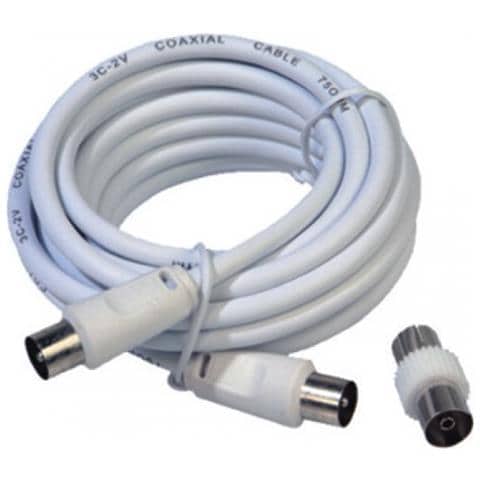 Cavo Lineare Tv coassiale Spina / spina diritta + adattatore 3 metri Bianco - Foto 2
