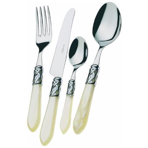 Posate Aladdin, Set 24 Pz. Scatola Compact - Avorio Cromata - Foto 1