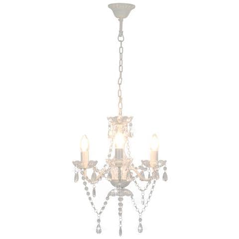 Lampadario Con Perline Bianco Tondo 3 E14 - Foto 2