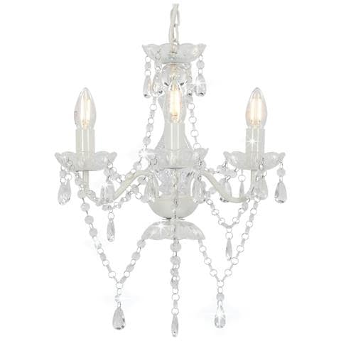 Lampadario Con Perline Bianco Tondo 3 E14 - Foto 1