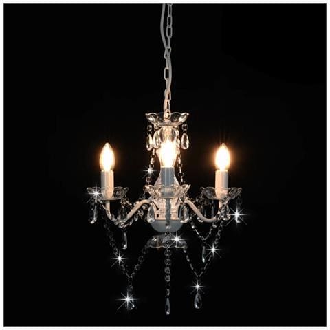 Lampadario Con Perline Bianco Tondo 3 E14 - Foto 7