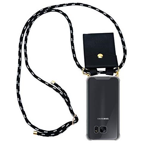 Catena Di Telefoni Cellulari Compatibile Con Samsung Galaxy S7 Edge In Nero Argento - Coperchio Protettivo In Silicone Con Anelli D'oro, Cinturino In Corda E Custodia Staccabile - Foto 1