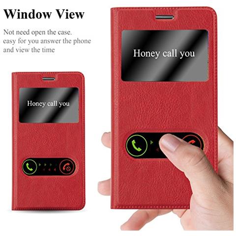 Custodia Compatibile Con Samsung Galaxy Note 3 In Rosso Zafferano - Coperchio Protettivo Con Chiusura Magnetica, Funzione Stand E 2 Finestre Di Visualizzazione - Foto 2