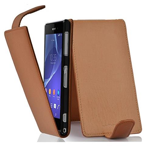 Custodia Compatibile Con Sony Xperia Z2 In Marrone Cioccolata - Coperchio Protettivo In Design Flip Realizzato In Similpelle Testurizzata - Foto 1