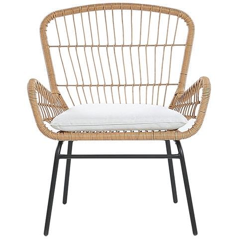 Set Da Balcone In Rattan Marrone Chiaro 2 Sedie Con Cuscini Grigio Chiaro Labico - Foto 16