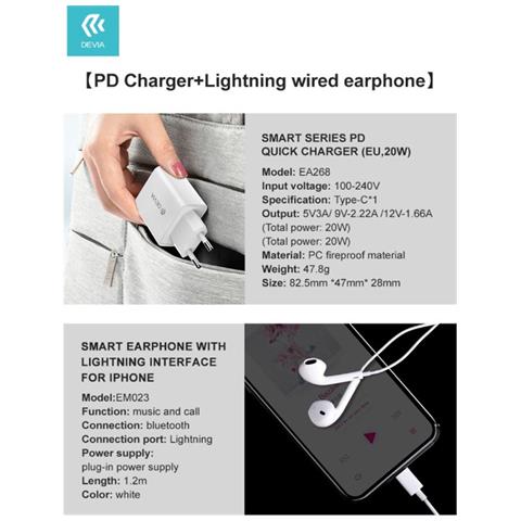 Caricatore Rapido Pd 20w Con Auricolari Lightning Bluetooth - Foto 1