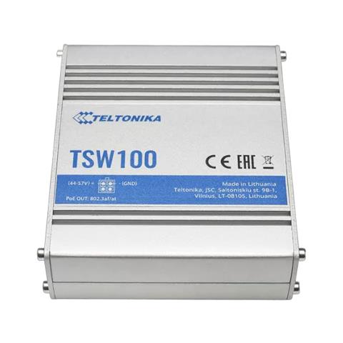 TSW100 Switch di Rete Gigabit Ethernet (10/100/1000) Supporto Power over Ethernet (PoE) Blu, Metallico - Foto 1