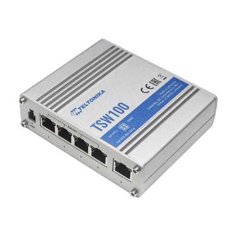 TSW100 Switch di Rete Gigabit Ethernet (10/100/1000) Supporto Power over Ethernet (PoE) Blu, Metallico - Foto 3