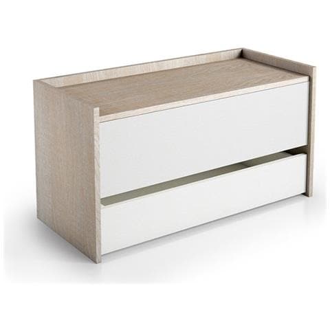 Baule Contenitore Con Chiusura Rallentata E Ampio Cassetto Rovere E Bianco - Foto 1