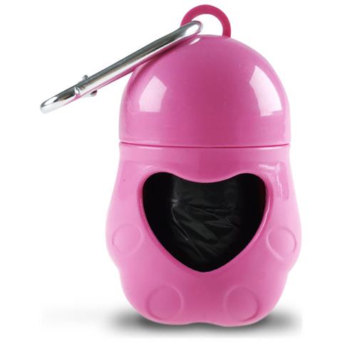 Portasacchetti Con Moschettone Modello Pou Comprensivo Di Venti Sacchetti Portasacchetti Rosa - Foto 1