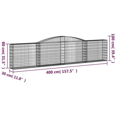Cesto Gabbione Ad Arco 400x30x80/100 Cm Ferro Zincato - Foto 4
