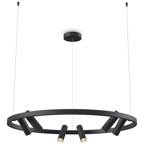 Lampadario A Sospensione Moderno Satellite Metallo Nero Acrilico 6 Luci Led 42w - Foto 1