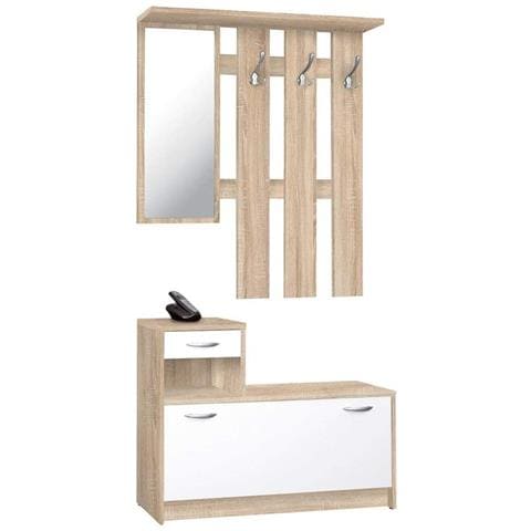 Set Mobili Ingresso Design Moderno Scarpiera Panca Specchio Appendiabiti Casa - Foto 2