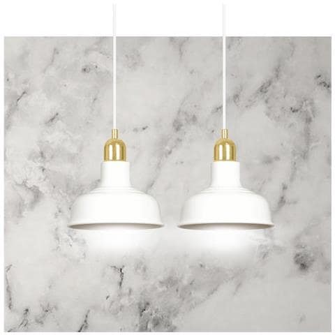 Lampada A Sospensione Ibor - Bianco - Acciaio Verniciato A Polvere - 42x100x21 Cm - Foto 8