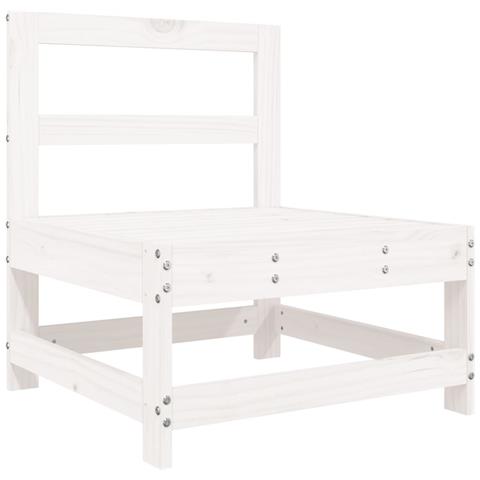 Set Salotto Da Giardino 7 Pz Bianco In Legno Massello Di Pino - Foto 2
