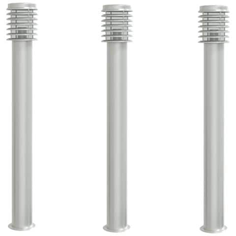 Lampade Da Terra Per Esterni 3 Pz Argento 110cm In Acciaio Inox - Foto 2