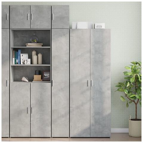 Mobile Sottile Grigio Cemento 30x42,5x225 Cm In Truciolato - Foto 8