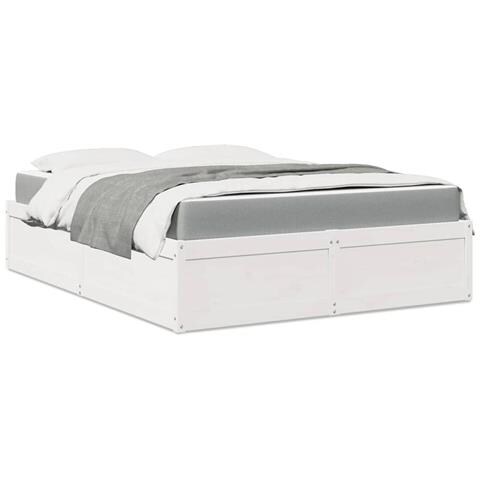 Letto Con Materasso Bianco 160x200 Cm In Legno Massello Di Pino - Foto 1