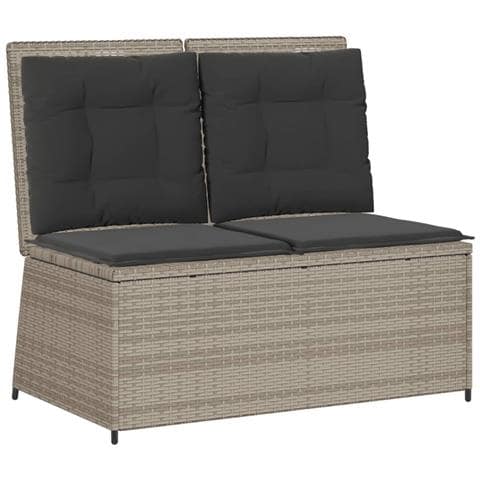 Panca Reclinabile Giardino Con Cuscini Grigio Chiaro Polyrattan - Foto 2