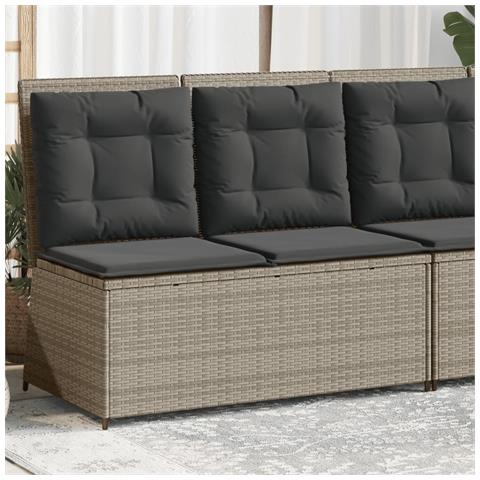 Panca Reclinabile Giardino Con Cuscini Grigio Chiaro Polyrattan - Foto 1