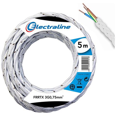 Cavo Elettrico in Tessuto FRRTX 5mt Intrecciato per Lampada e Lampadario Bianco - Foto 1