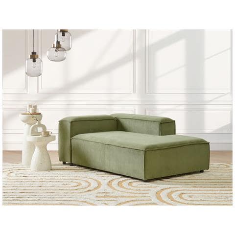 Chaise Longue Versione Sinistra Ardal Velluto A Coste Verde - Foto 1