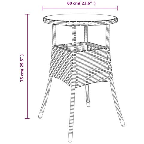 Set Bistrò da Giardino 3 pz con Cuscini in Polyrattan Grigio - Foto 2