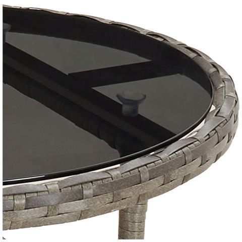 Set Bistrò da Giardino 3 pz con Cuscini in Polyrattan Grigio - Foto 9