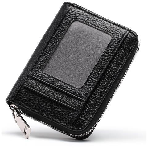 Portafoglio Di Carte In Pelle Con Blocco Rfid E Design Ad Fisarmonica Black - Foto 1