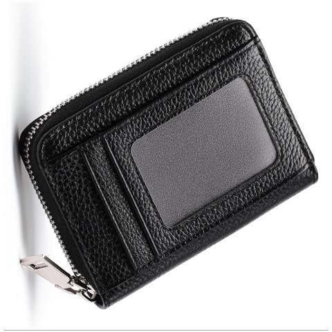 Portafoglio Di Carte In Pelle Con Blocco Rfid E Design Ad Fisarmonica Black - Foto 2