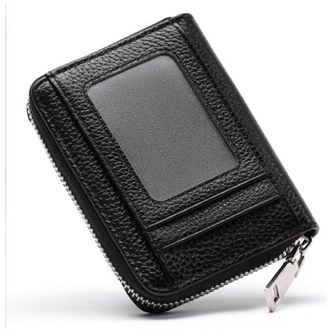 Portafoglio Di Carte In Pelle Con Blocco Rfid E Design Ad Fisarmonica Black - Foto 3