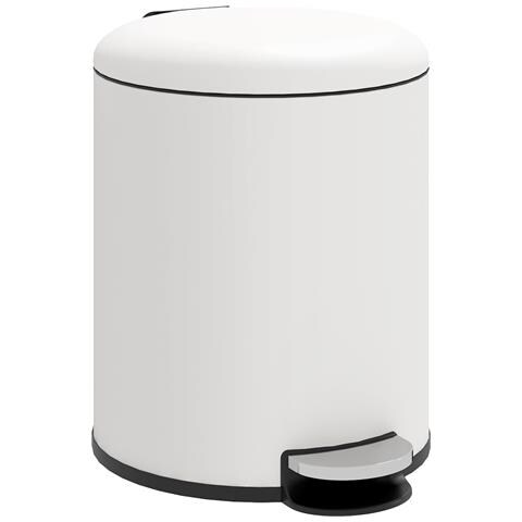 Bidone Immondizia a Pedale da 5L con Coperchio a Chiusura Morbida, in Metallo e PP, 26.5x21x28 cm, Crema - Foto 1