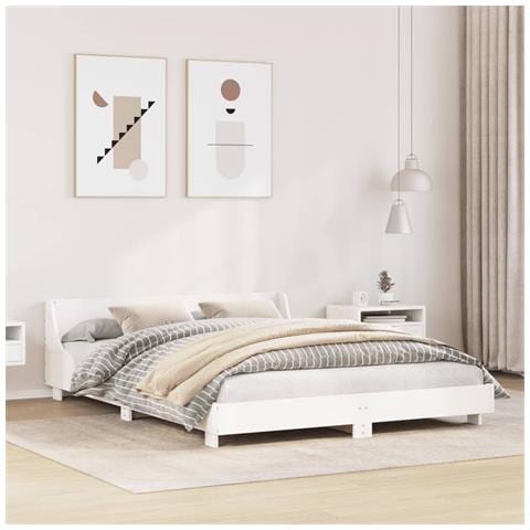 Letto Senza Materasso Bianco 120x190 Cm Legno Massello Di Pino - Foto 1