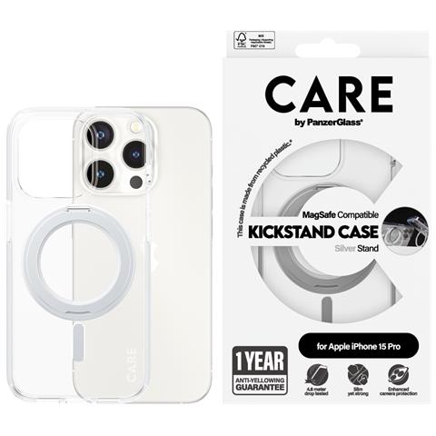 CARE Feature Case Transparent w. Silver Kickstand & MagSafe iPhone 15 Pro - Foto 4