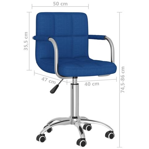 Sedia Da Pranzo Girevole Blu In Tessuto - Foto 8