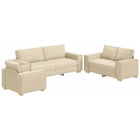 Set divano 3 pezzi con cuscini in tessuto color crema - Foto 1