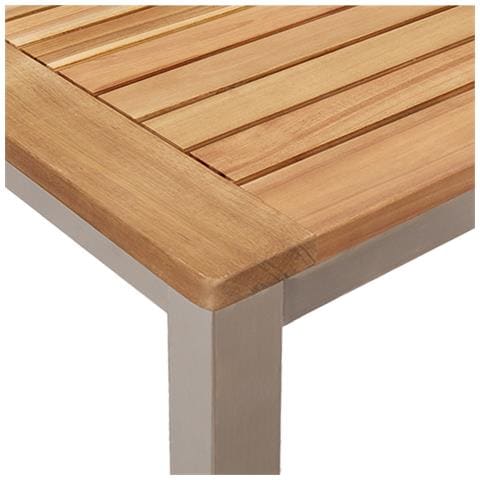 Set da Pranzo da Giardino 5 Pezzi in Legno Massello di Acacia, Tavolo da Pranzo all'aperto 90x90x74.5 cm in Legno Massello di Acacia, Sedie da Giardino impilabili 4 pezzi in Legno Massello di Acacia e Metallo - Foto 9