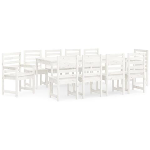 Set da Pranzo per Giardino 11pz Bianco Legno Massello di Pino - Foto 1