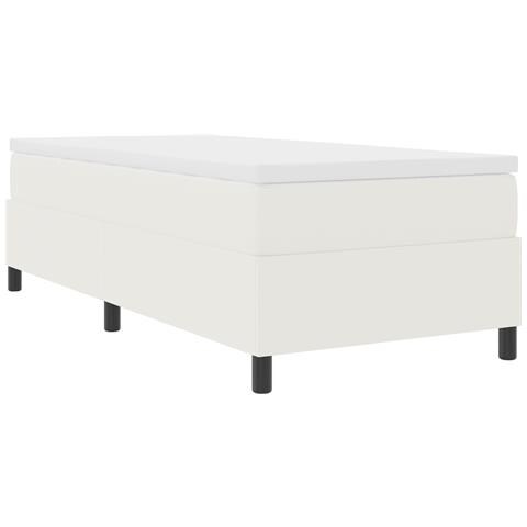 Letto Box Spring Crema 100x200 cm Tessuto a Coste - Foto 1