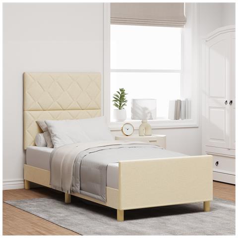 Struttura Letto in Panna, 100x200 cm, realizzata in Tessuto - Foto 2